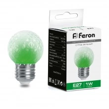 Лампа-строб FERON LB-377 Шарик прозрачный E27 1W 230V зеленый 38209