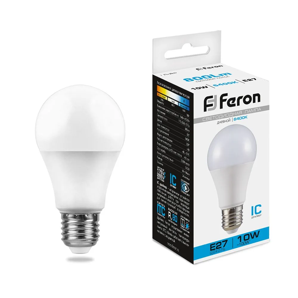 FERON Лампа светодиодная LB-92 Шар E27 10W 175-265V 6400K 25459 FERON Лампа светодиодная LB-92 Шар E27 10W 175-265V 6400K 25459