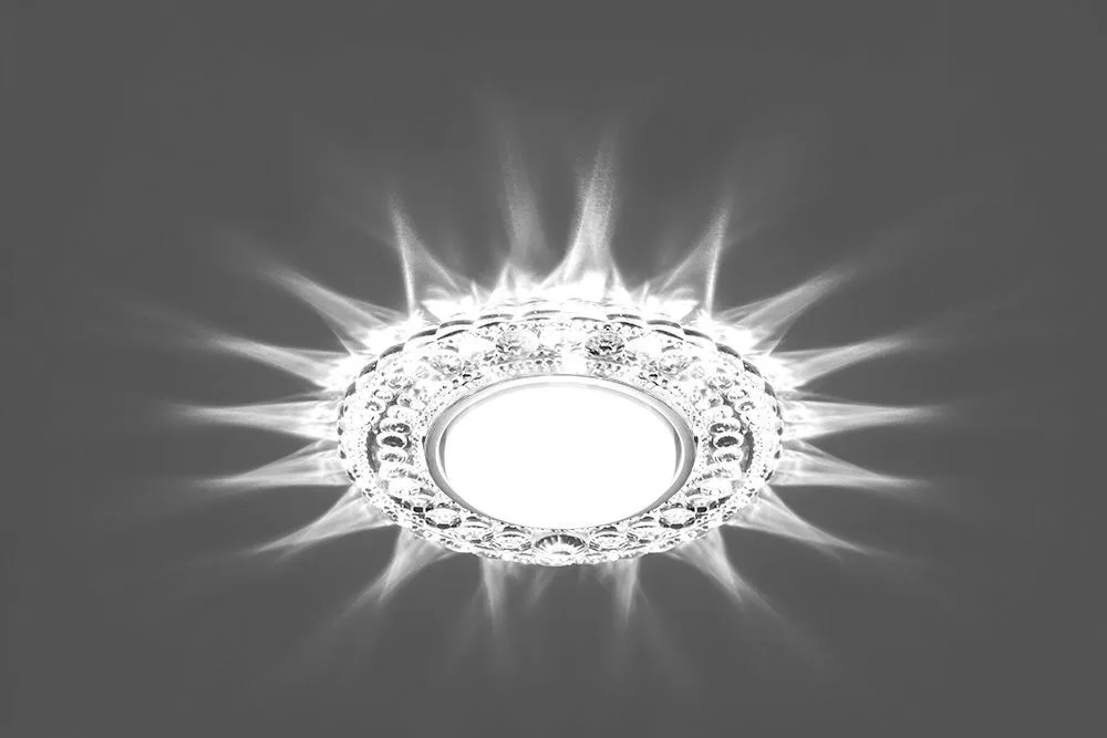 FERON Светильник встраиваемый с белой LED подсветкой CD4024 потолочный GX53 без лампы прозрачный 29538 FERON Светильник встраиваемый с белой LED подсветкой CD4024 потолочный GX53 без лампы прозрачный 29538