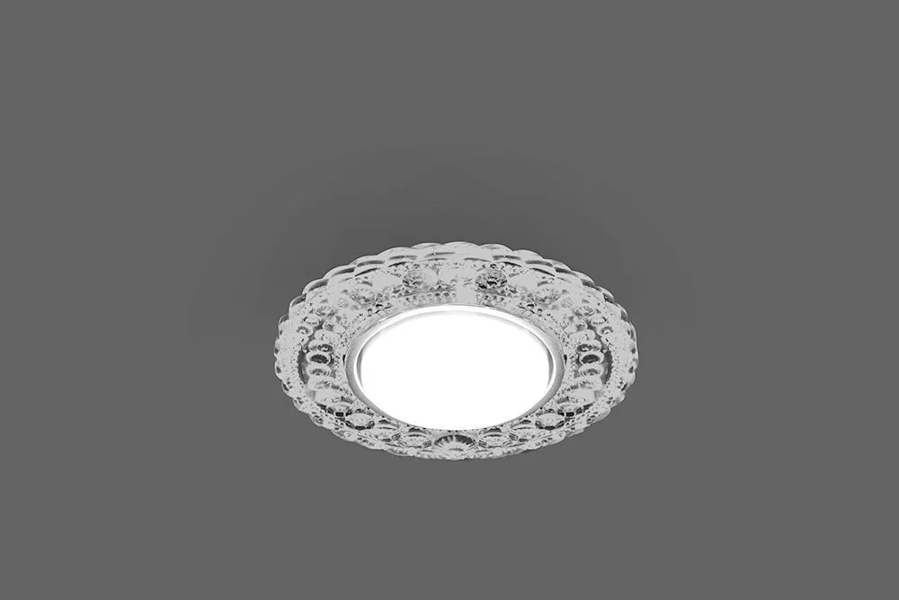 FERON Светильник встраиваемый с белой LED подсветкой CD4024 потолочный GX53 без лампы прозрачный 29538 FERON Светильник встраиваемый с белой LED подсветкой CD4024 потолочный GX53 без лампы прозрачный 29538
