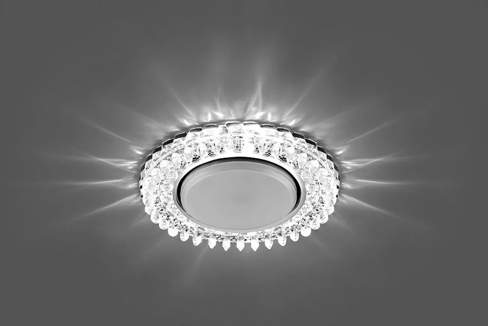 FERON Светильник встраиваемый с белой LED подсветкой CD4027 потолочный GX53 без лампы прозрачный 29541 FERON Светильник встраиваемый с белой LED подсветкой CD4027 потолочный GX53 без лампы прозрачный 29541
