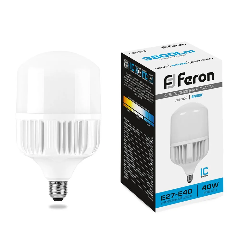 Лампа светодиодная FERON LB-65 E27-E40 40W 175-265V 6400K 25538