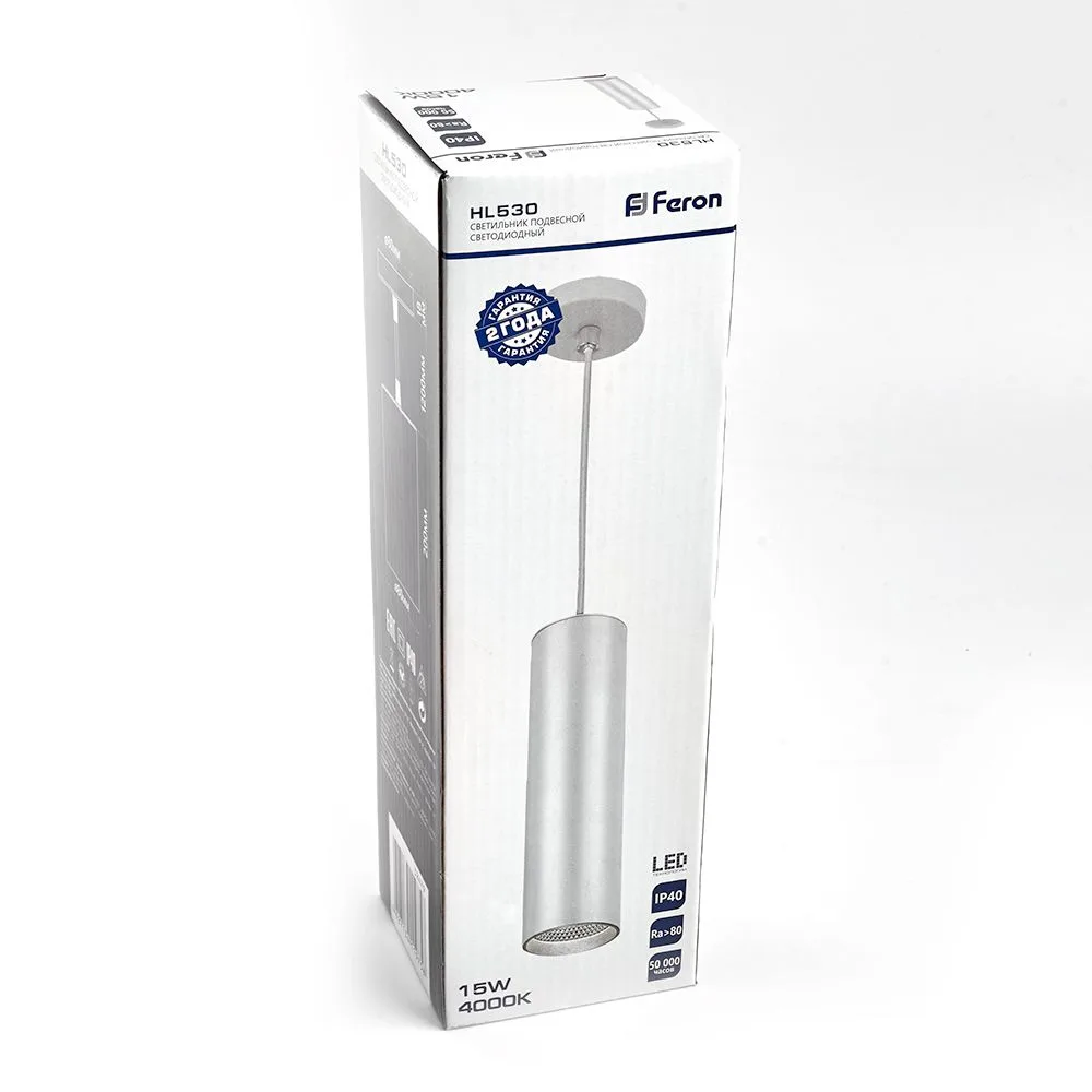 FERON Светодиодный светильник HL530 на подвесе 15W 4000K белый 80*200 32479 FERON Светодиодный светильник HL530 на подвесе 15W 4000K белый 80*200 32479