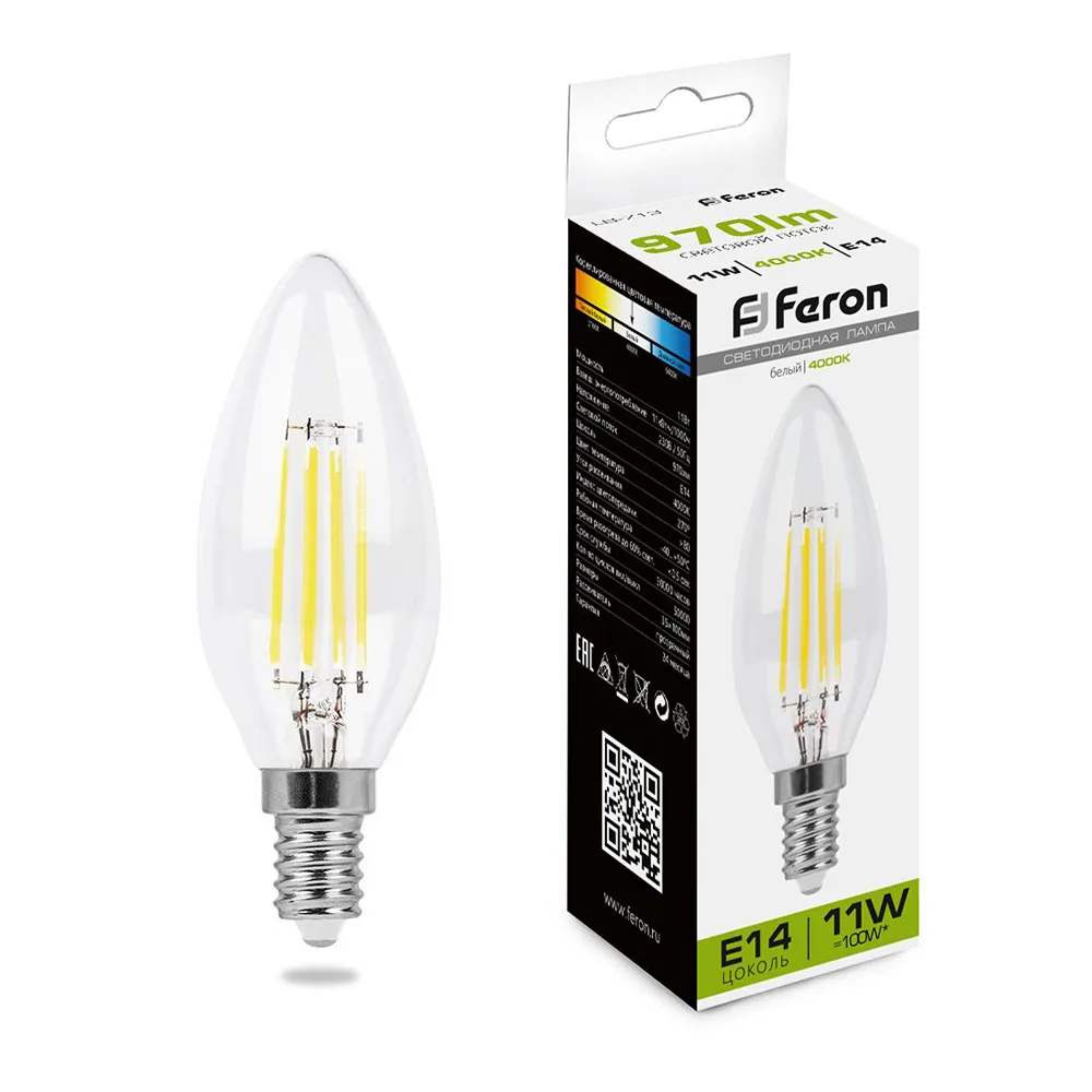 Лампа светодиодная FERON LB-713 Свеча E14 11W 230V 4000K 38008