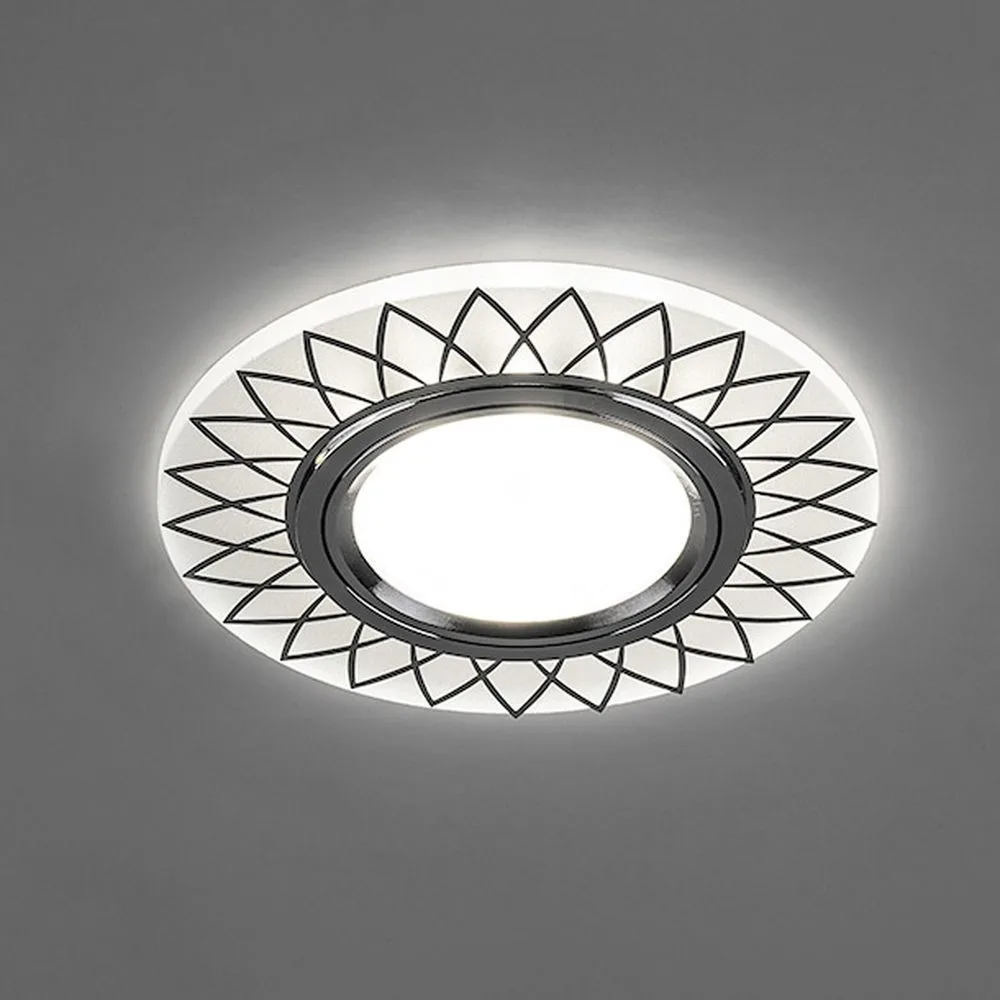 FERON Светильник встраиваемый с LED подсветкой CD992 потолочный MR16 G5.3 матовый белый, хром FERON Светильник встраиваемый с LED подсветкой CD992 потолочный MR16 G5.3 матовый белый, хром