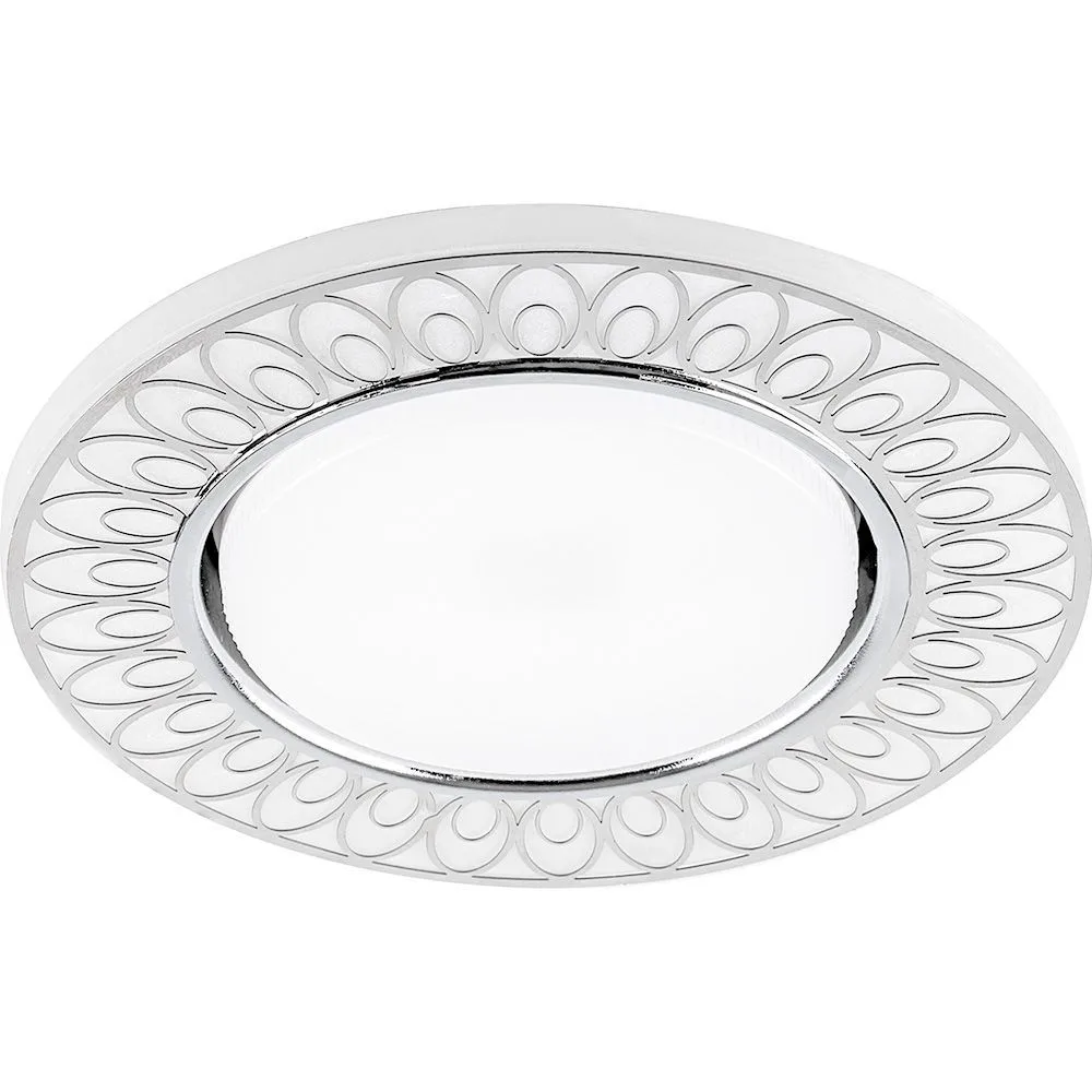 FERON Светильник встраиваемый с белой LED подсветкой CD9913 потолочный GX53 без лампы, матовый белый, хром 32981 FERON Светильник встраиваемый с белой LED подсветкой CD9913 потолочный GX53 без лампы, матовый белый, хром 32981