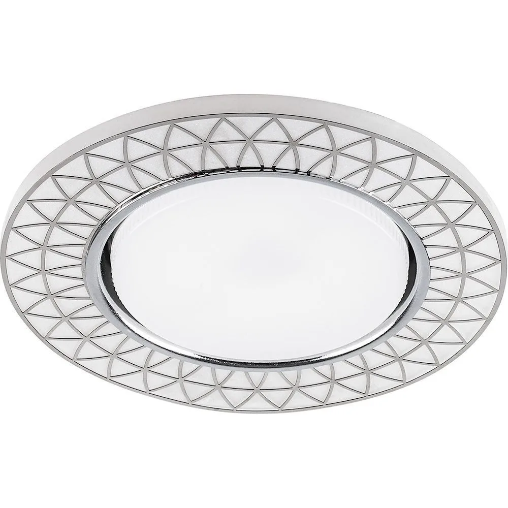 FERON Светильник встраиваемый с белой LED подсветкой CD9914 потолочный GX53 без лампы, матовый белый, хром 32982 FERON Светильник встраиваемый с белой LED подсветкой CD9914 потолочный GX53 без лампы, матовый белый, хром 32982