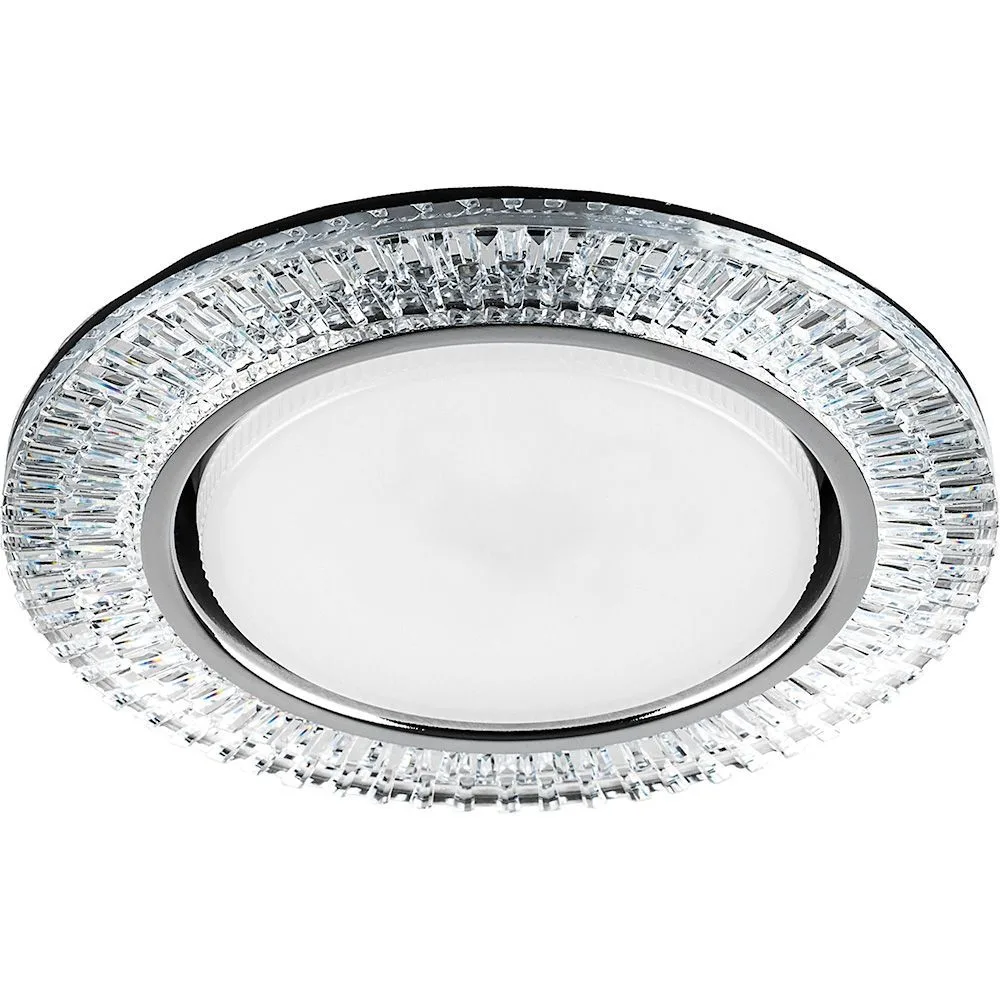 FERON Светильник встраиваемый с белой LED подсветкой CD4033 потолочный GX53 без лампы, прозрачный, хром 32997 FERON Светильник встраиваемый с белой LED подсветкой CD4033 потолочный GX53 без лампы, прозрачный, хром 32997