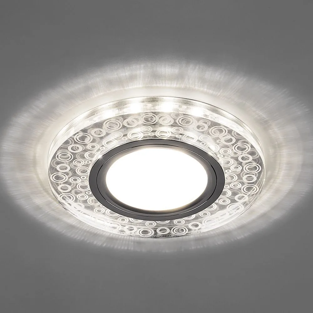FERON Светильник встраиваемый с LED подсветкой CD961 потолочный MR16 G5.3 прозрачный, хром FERON Светильник встраиваемый с LED подсветкой CD961 потолочный MR16 G5.3 прозрачный, хром