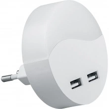 Светильник ночник FERON c 2мя USB выходами, FN1122 0,5W 230V, белый 41021
