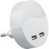 Светильник ночник FERON c 2мя USB выходами, FN1122 0,5W 230V, белый 41021 Светильник ночник FERON c 2мя USB выходами, FN1122 0,5W 230V, белый 41021