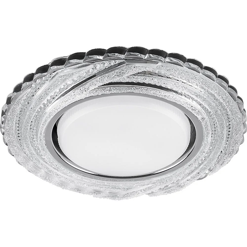 Светильник встраиваемый с белой LED подсветкой FERON CD4037 потолочный GX53 без лампы, прозрачный, хром 40504