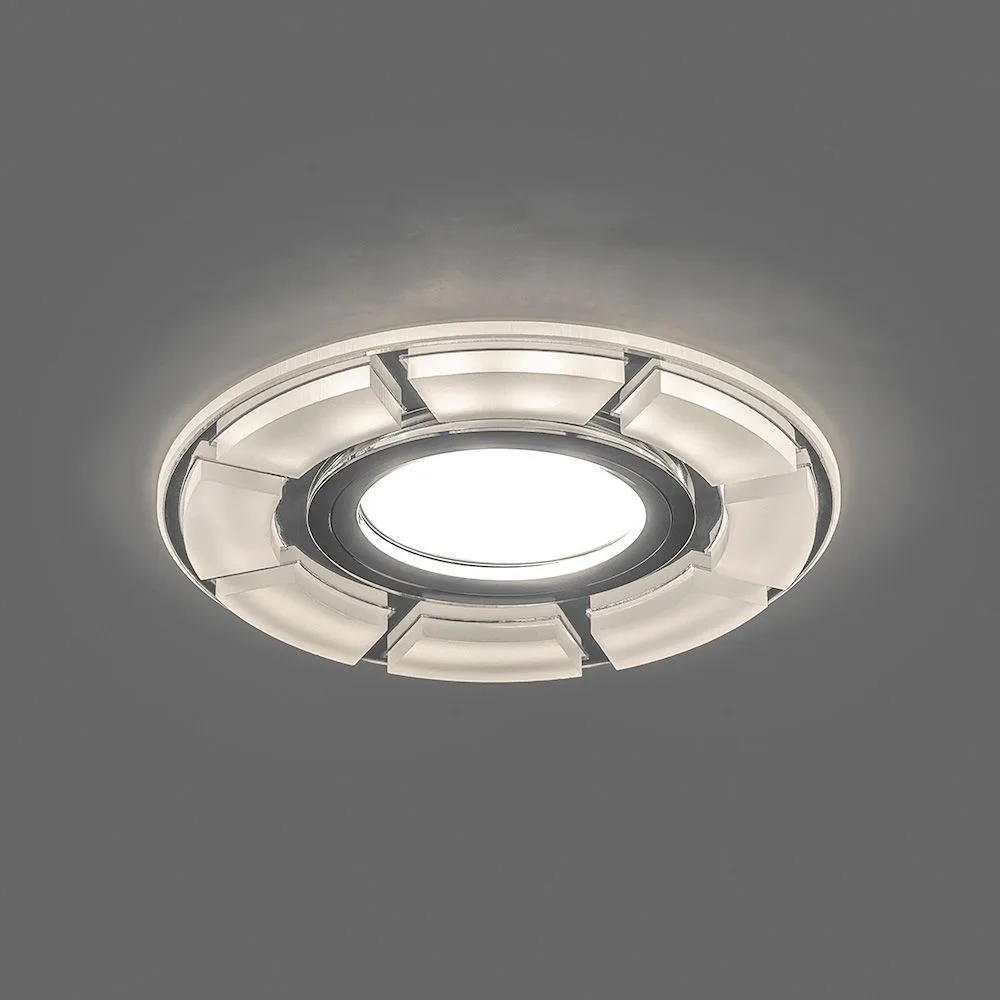 FERON Светильник встраиваемый с LED подсветкой CD993 потолочный MR16 G5.3 белый матовый, хром FERON Светильник встраиваемый с LED подсветкой CD993 потолочный MR16 G5.3 белый матовый, хром