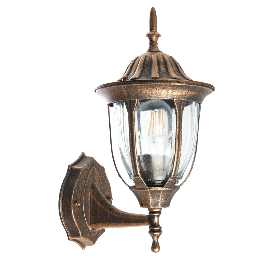 FERON Светильник садово-парковый PL6301 шестигранный на стену вверх 60W E27 230V, черное золото 11897 FERON Светильник садово-парковый PL6301 шестигранный на стену вверх 60W E27 230V, черное золото 11897