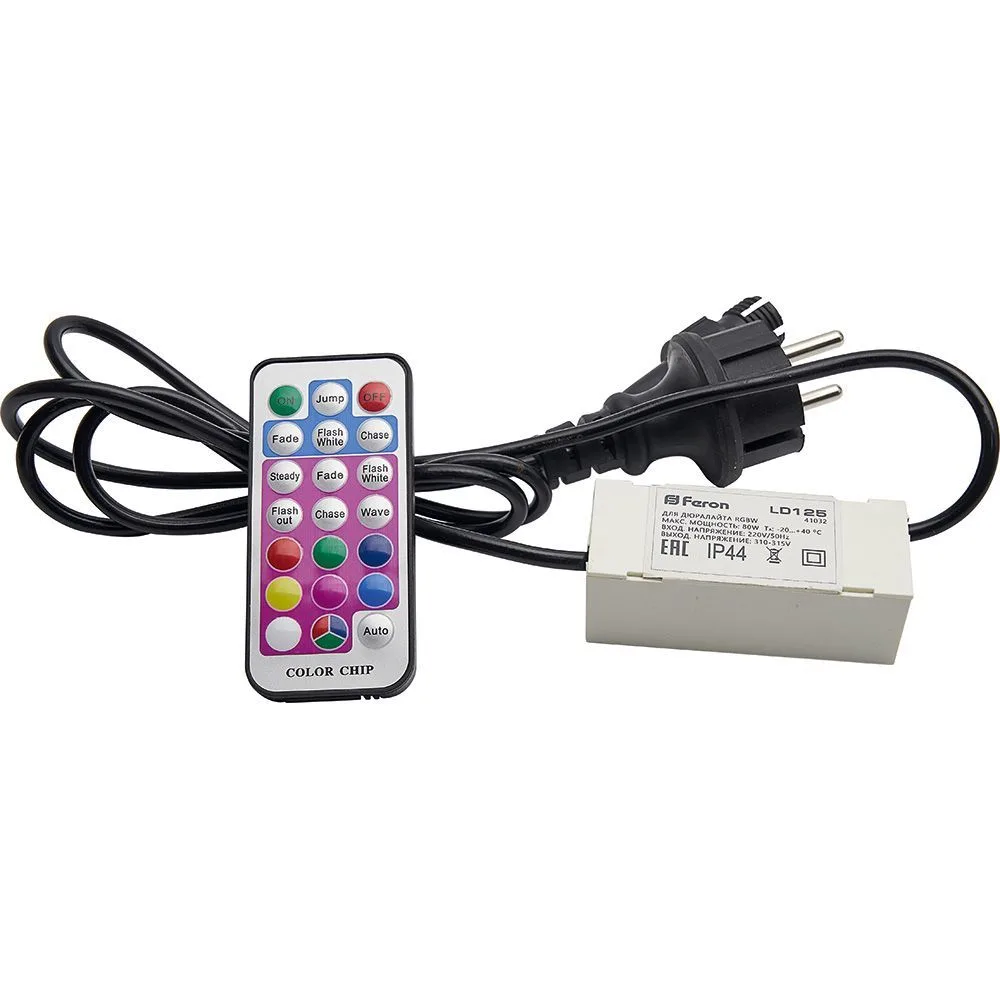 FERON Контроллер 10-50м для кругл. дюралайта LED-R2W RGBW, шнур 1,5м, LD125 артикул 41032 FERON Контроллер 10-50м для кругл. дюралайта LED-R2W RGBW, шнур 1,5м, LD125 артикул 41032