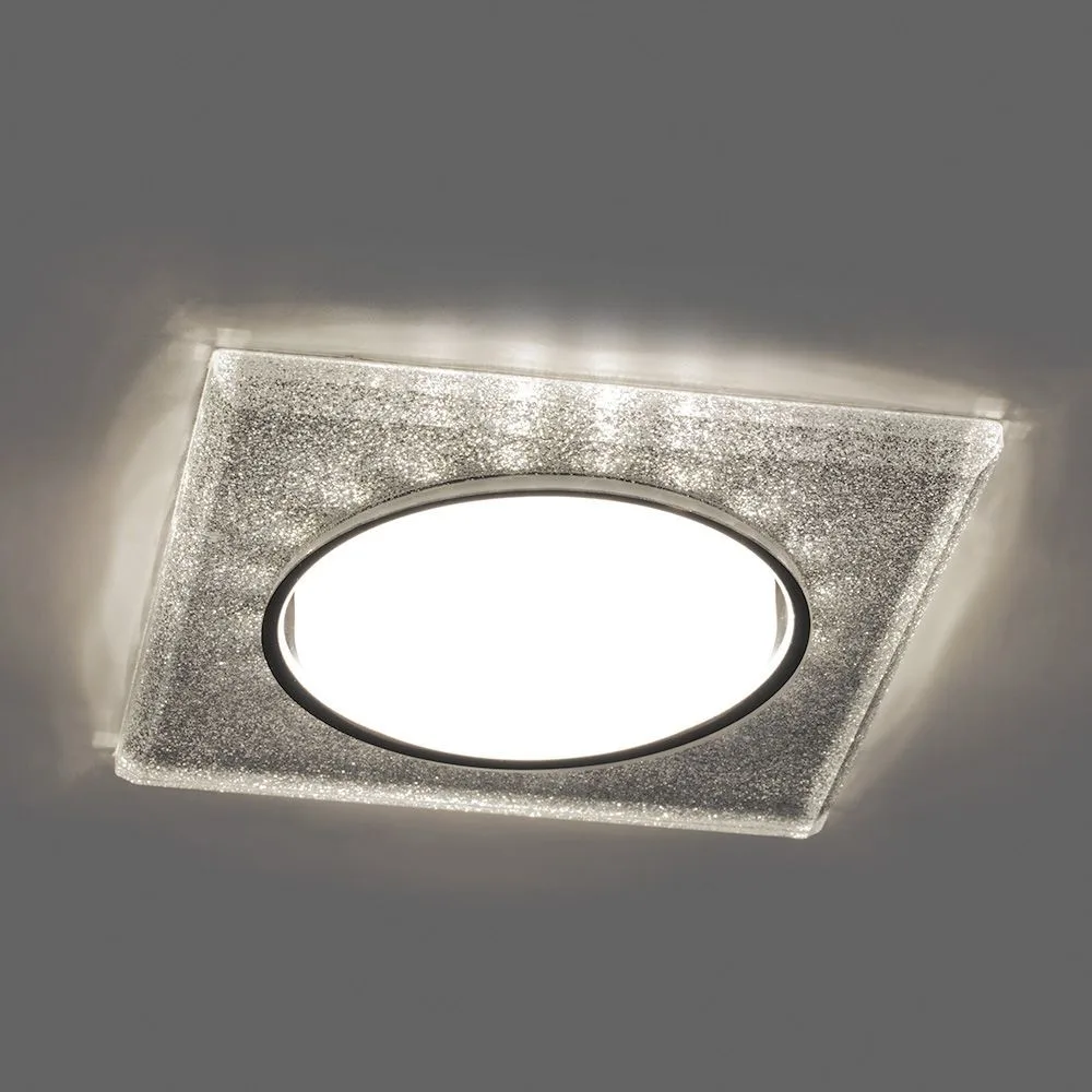 FERON Светильник встраиваемый с белой LED подсветкой CD4040 потолочный GX53 без лампы, серебро, хром 40517 FERON Светильник встраиваемый с белой LED подсветкой CD4040 потолочный GX53 без лампы, серебро, хром 40517