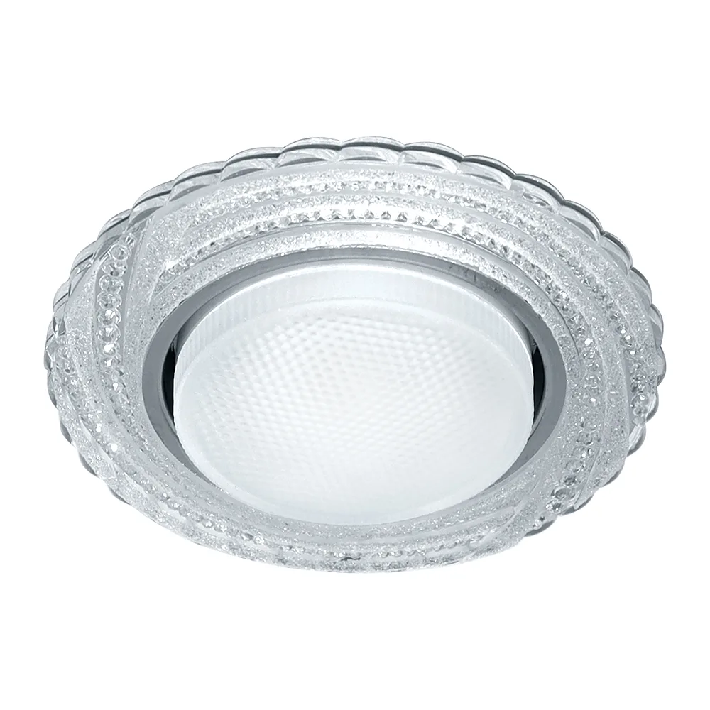 Светильник встраиваемый с белой LED подсветкой FERON CD4037 RGB потолочный GX53 без лампы, прозрачный, хром 41905