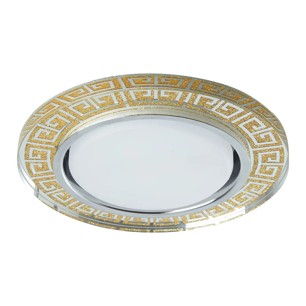 FERON Светильник встраиваемый с белой LED подсветкой CD4981 потолочный GX53 без лампы, прозрачный, золото 41907 FERON Светильник встраиваемый с белой LED подсветкой CD4981 потолочный GX53 без лампы, прозрачный, золото 41907