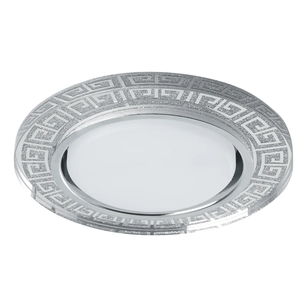 Светильник встраиваемый с белой LED подсветкой FERON CD4981 потолочный GX53 без лампы, прозрачный, серебро 41906