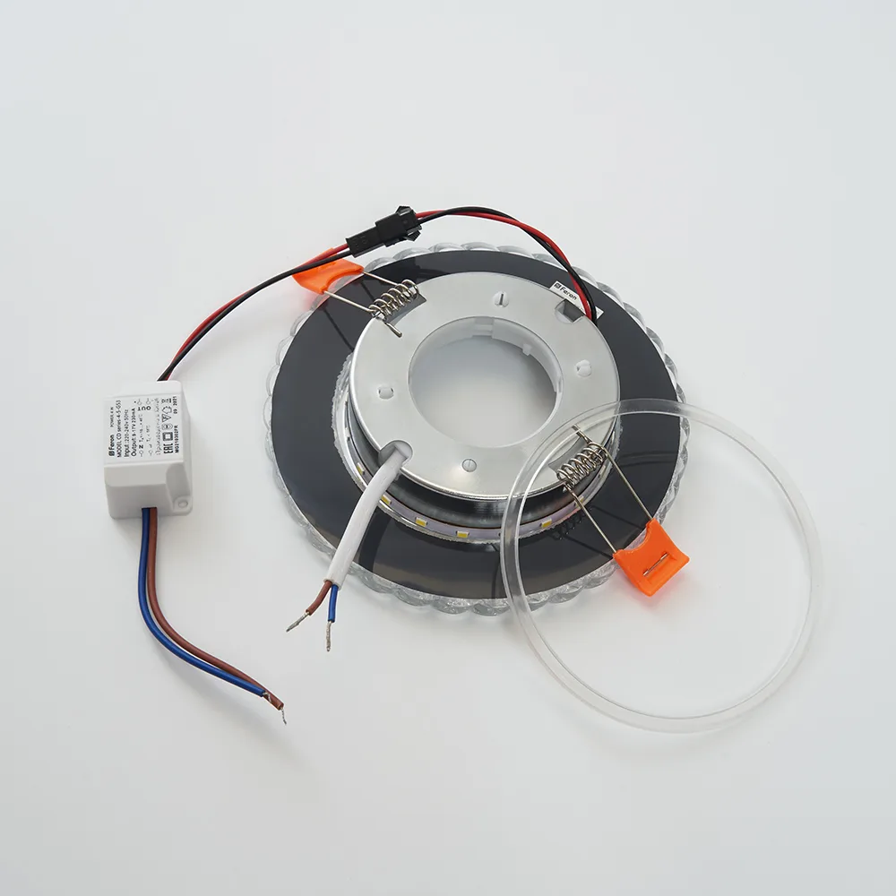 FERON Светильник встраиваемый с белой LED подсветкой CD4046 потолочный GX53 без лампы, прозрачный, хром 41908 FERON Светильник встраиваемый с белой LED подсветкой CD4046 потолочный GX53 без лампы, прозрачный, хром 41908