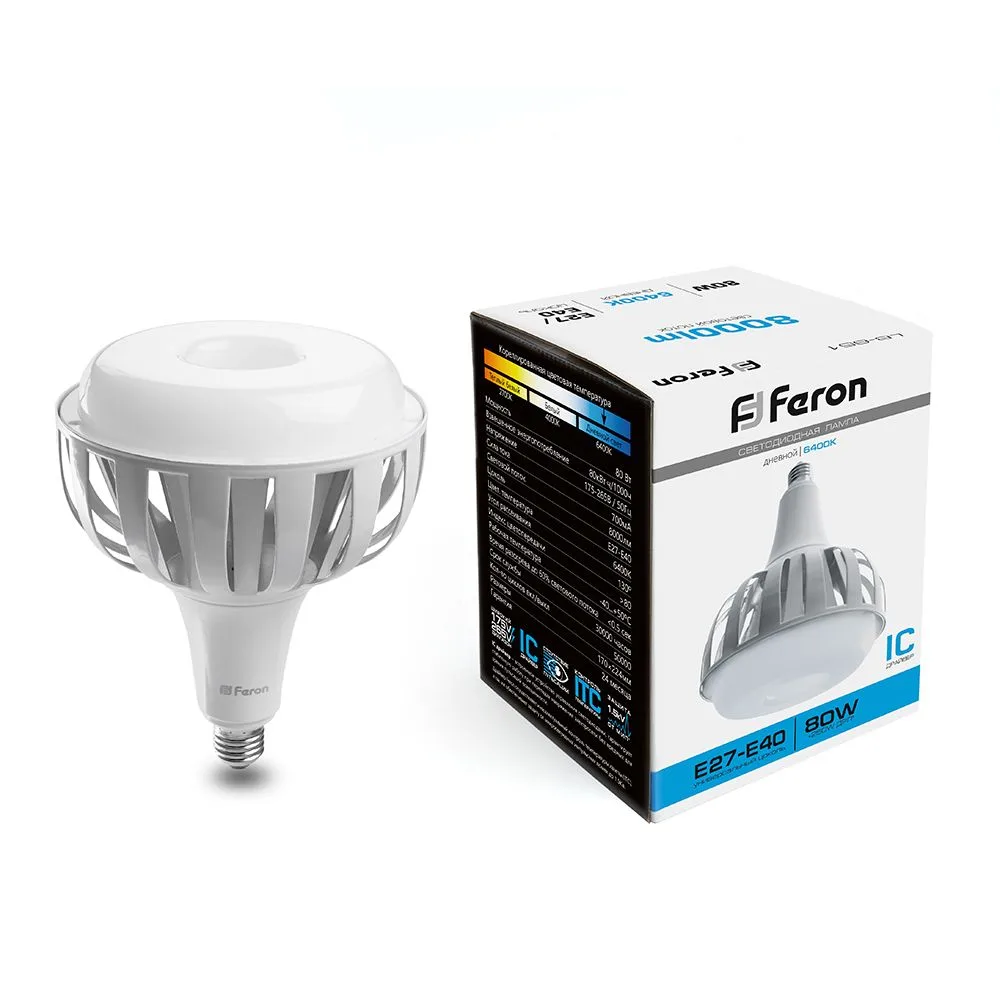 FERON Лампа светодиодная LB-651 E27-E40 80W 175-265V 6400K 38095 FERON Лампа светодиодная LB-651 E27-E40 80W 175-265V 6400K 38095