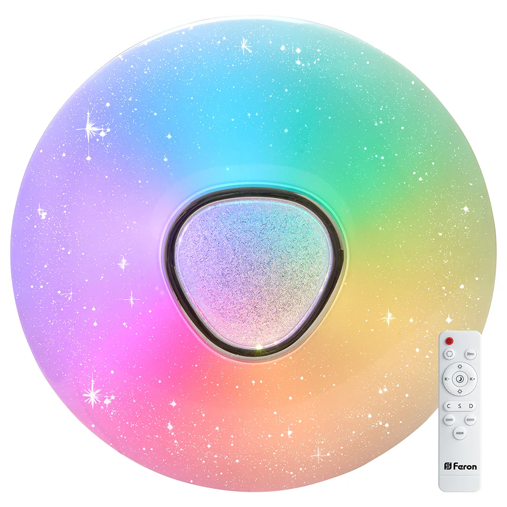 Светодиодный управляемый светильник накладной FERON AL5777 RAINBOW тарелка 60W RGB + CCT 3000К-6000K 41917