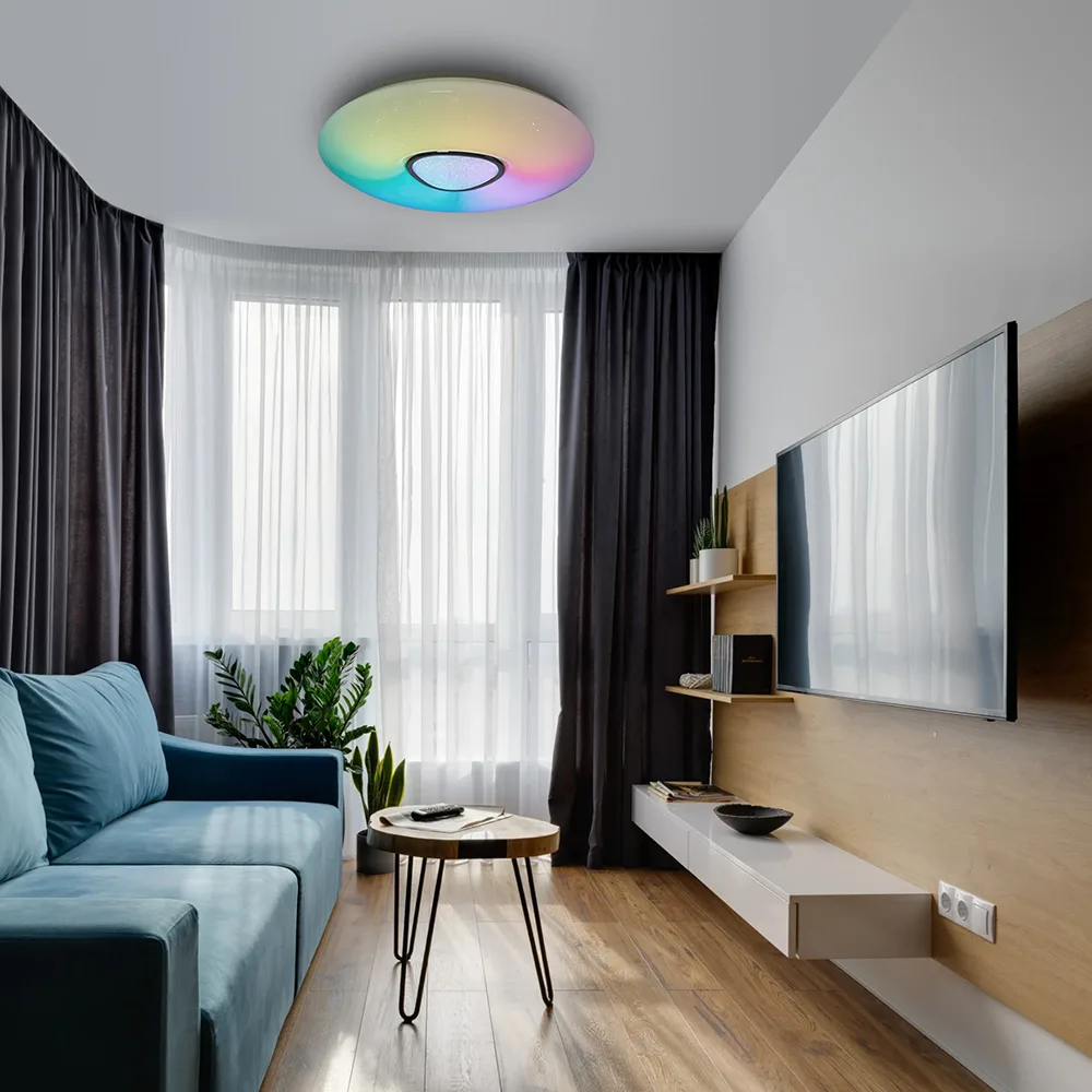 FERON Светодиодный управляемый светильник накладной AL5777 RAINBOW тарелка 60W RGB + CCT 3000К-6000K 41917 FERON Светодиодный управляемый светильник накладной AL5777 RAINBOW тарелка 60W RGB + CCT 3000К-6000K 41917