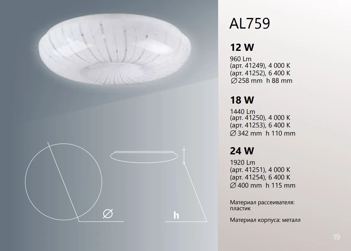 FERON Светодиодный светильник накладной AL759 тарелка 12W 4000K белый 41249 FERON Светодиодный светильник накладной AL759 тарелка 12W 4000K белый 41249