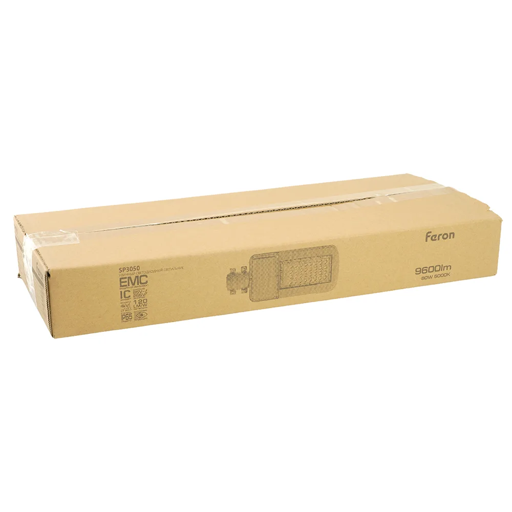 FERON Светодиодный уличный консольный светильник SP3050 80W 5000K 230V, серый 41266 FERON Светодиодный уличный консольный светильник SP3050 80W 5000K 230V, серый 41266