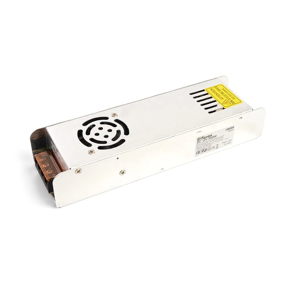 FERON Трансформатор электронный для светодиодной ленты 500W 12V (драйвер), LB009 Артикул 48009 FERON Трансформатор электронный для светодиодной ленты 500W 12V (драйвер), LB009 Артикул 48009