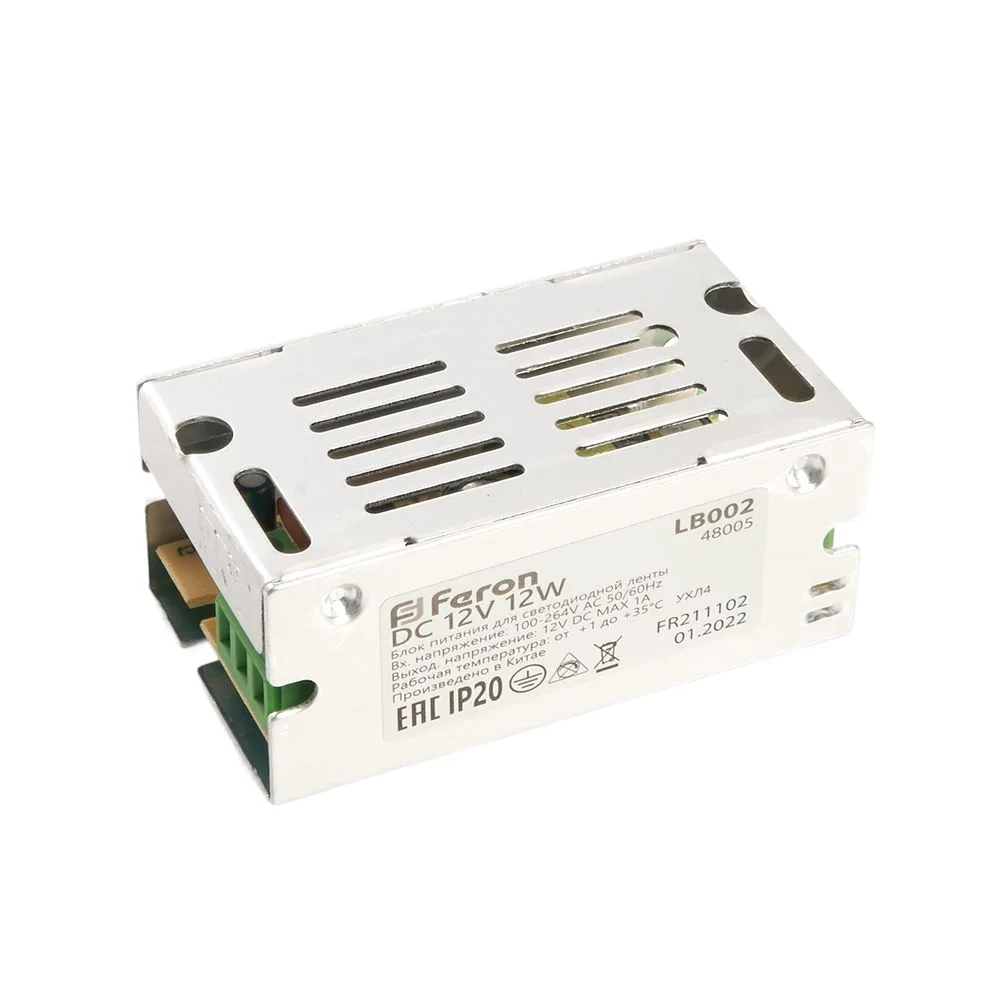 FERON Трансформатор электронный для светодиодной ленты 12W 12V (драйвер), LB002 Артикул 48005 FERON Трансформатор электронный для светодиодной ленты 12W 12V (драйвер), LB002 Артикул 48005