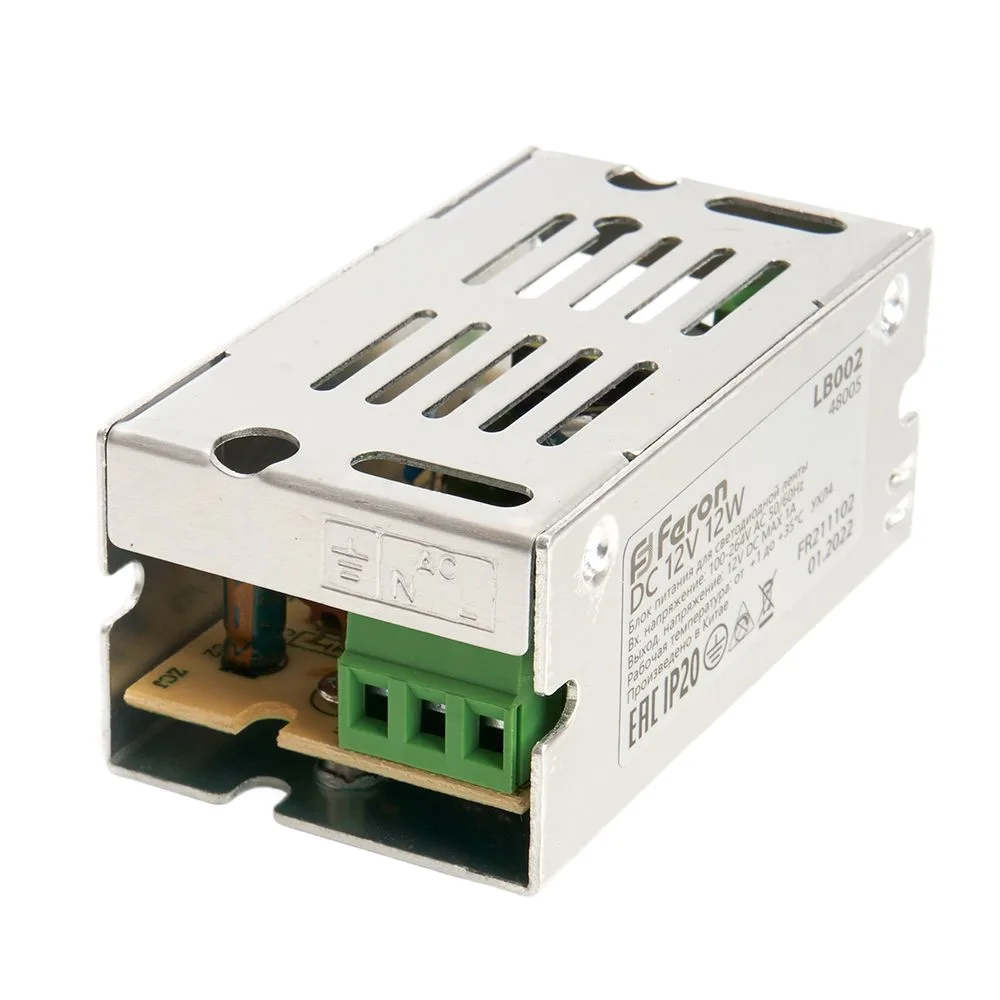 FERON Трансформатор электронный для светодиодной ленты 12W 12V (драйвер), LB002 Артикул 48005 FERON Трансформатор электронный для светодиодной ленты 12W 12V (драйвер), LB002 Артикул 48005