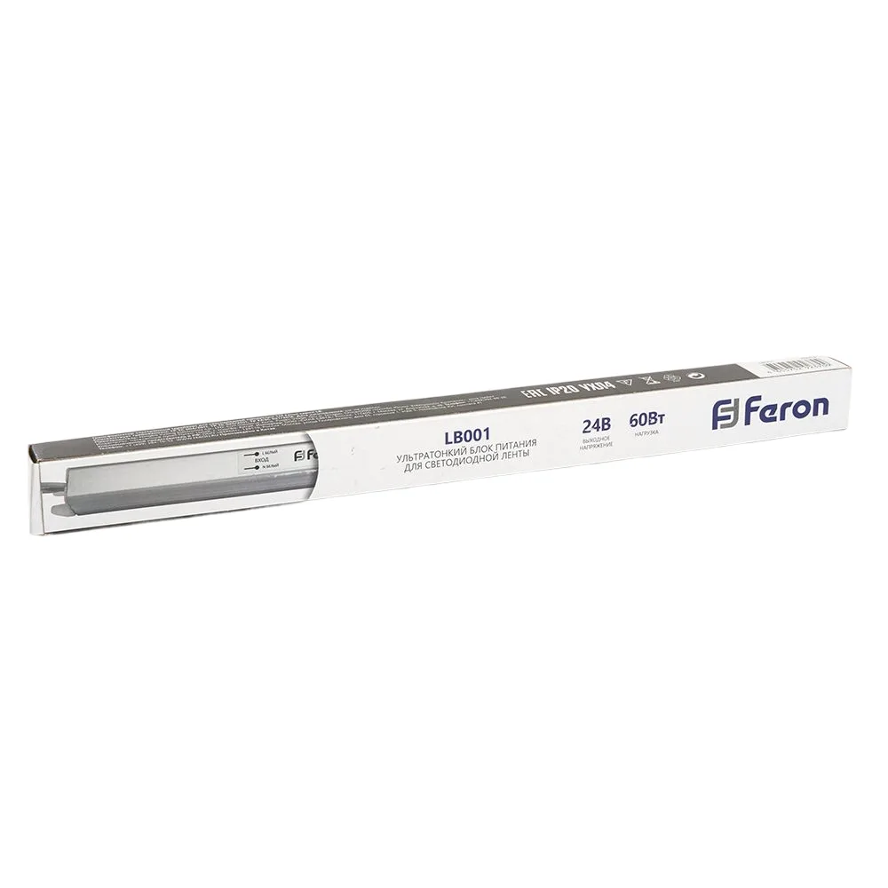 FERON Трансформатор электронный для светодиодной ленты 60W 24V ( ультратонкий драйвер), LB001 FERON Трансформатор электронный для светодиодной ленты 60W 24V ( ультратонкий драйвер), LB001