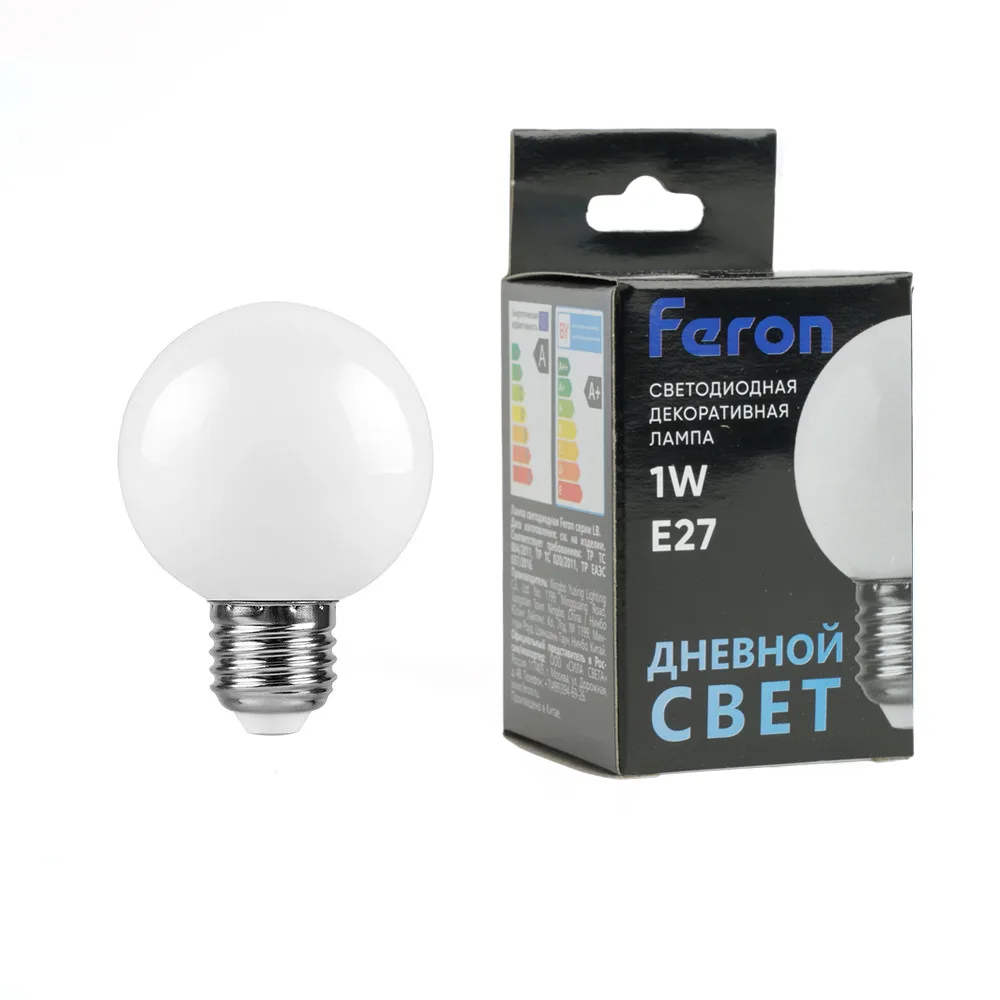 FERON Лампа светодиодная LB-37 Шарик E27 1W 230V 6400K матовый 25115 FERON Лампа светодиодная LB-37 Шарик E27 1W 230V 6400K матовый 25115