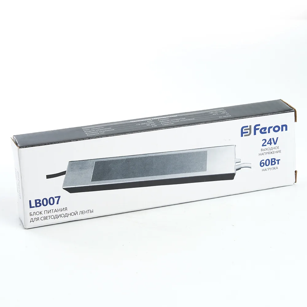 FERON Трансформатор электронный для светодиодной ленты 60W 24V (драйвер), LB007 FERON Трансформатор электронный для светодиодной ленты 60W 24V (драйвер), LB007