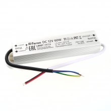 Трансформатор электронный для светодиодной ленты 60W 12V IP67 (драйвер), LB007 FERON Артикул 48056