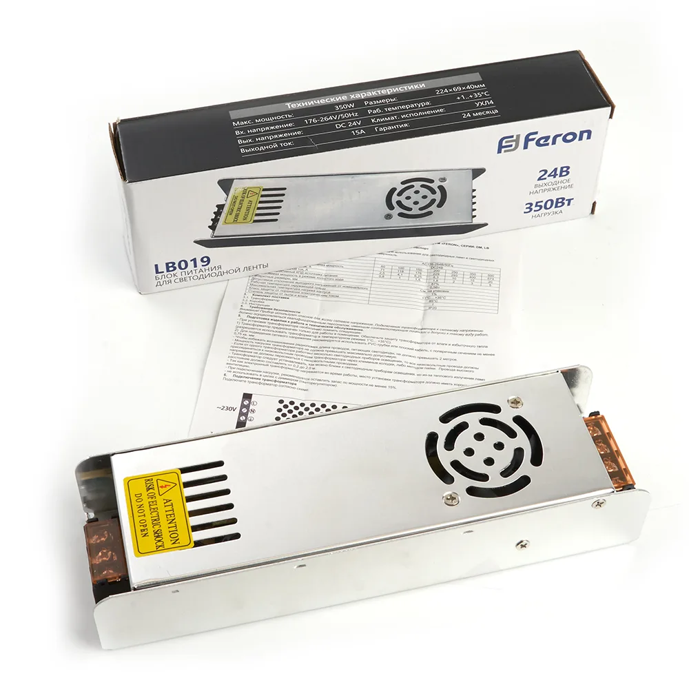 FERON Трансформатор электронный для светодиодной ленты 350W 24V (драйвер), LB019 FERON Трансформатор электронный для светодиодной ленты 350W 24V (драйвер), LB019