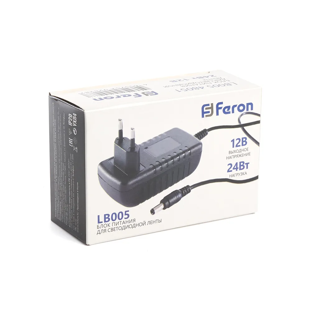 FERON Трансформатор электронный для светодиодной ленты 24W 12V (драйвер), LB005 Артикул 48051 FERON Трансформатор электронный для светодиодной ленты 24W 12V (драйвер), LB005 Артикул 48051