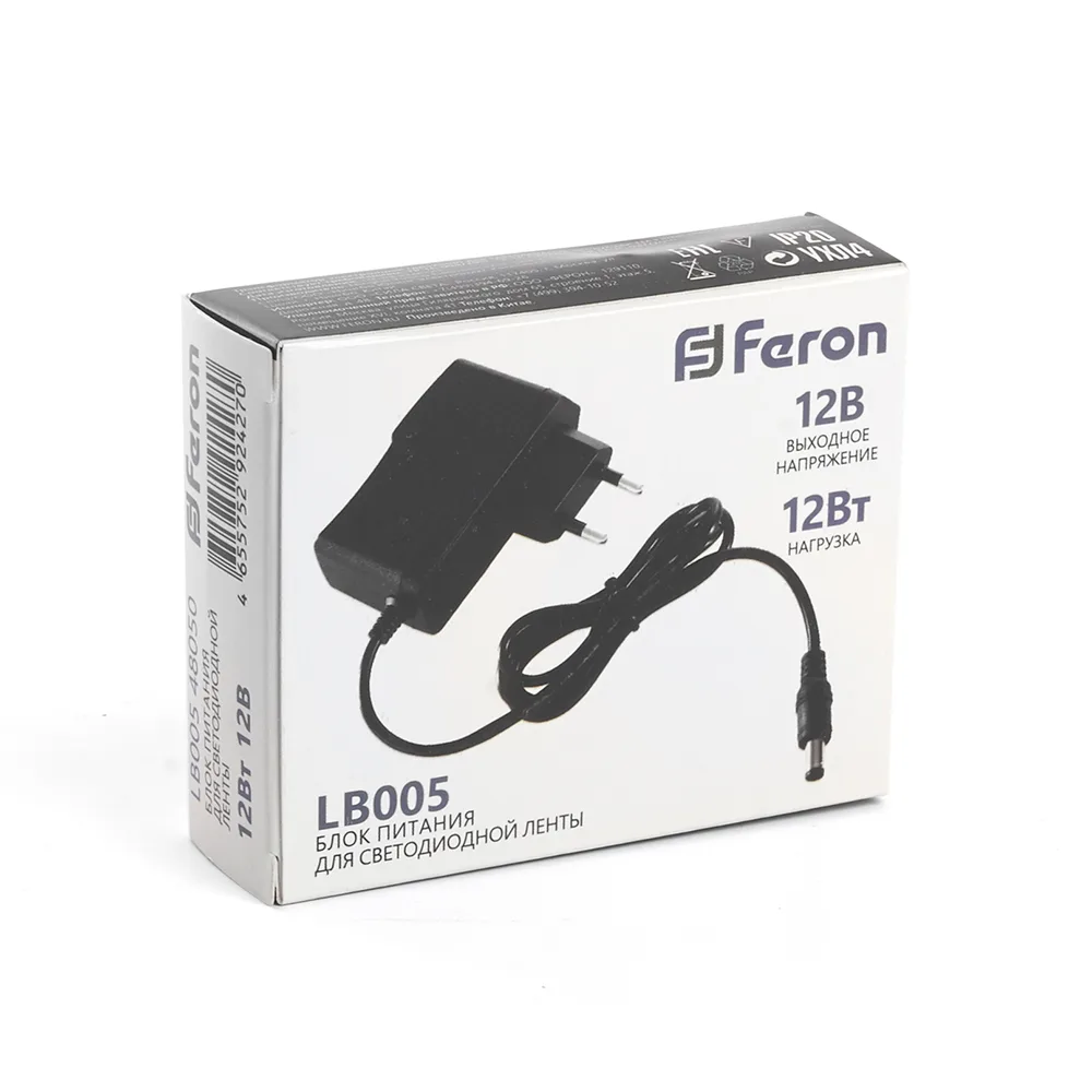 FERON Трансформатор электронный для светодиодной ленты 12W 12V (драйвер), LB005 Артикул 48050 FERON Трансформатор электронный для светодиодной ленты 12W 12V (драйвер), LB005 Артикул 48050