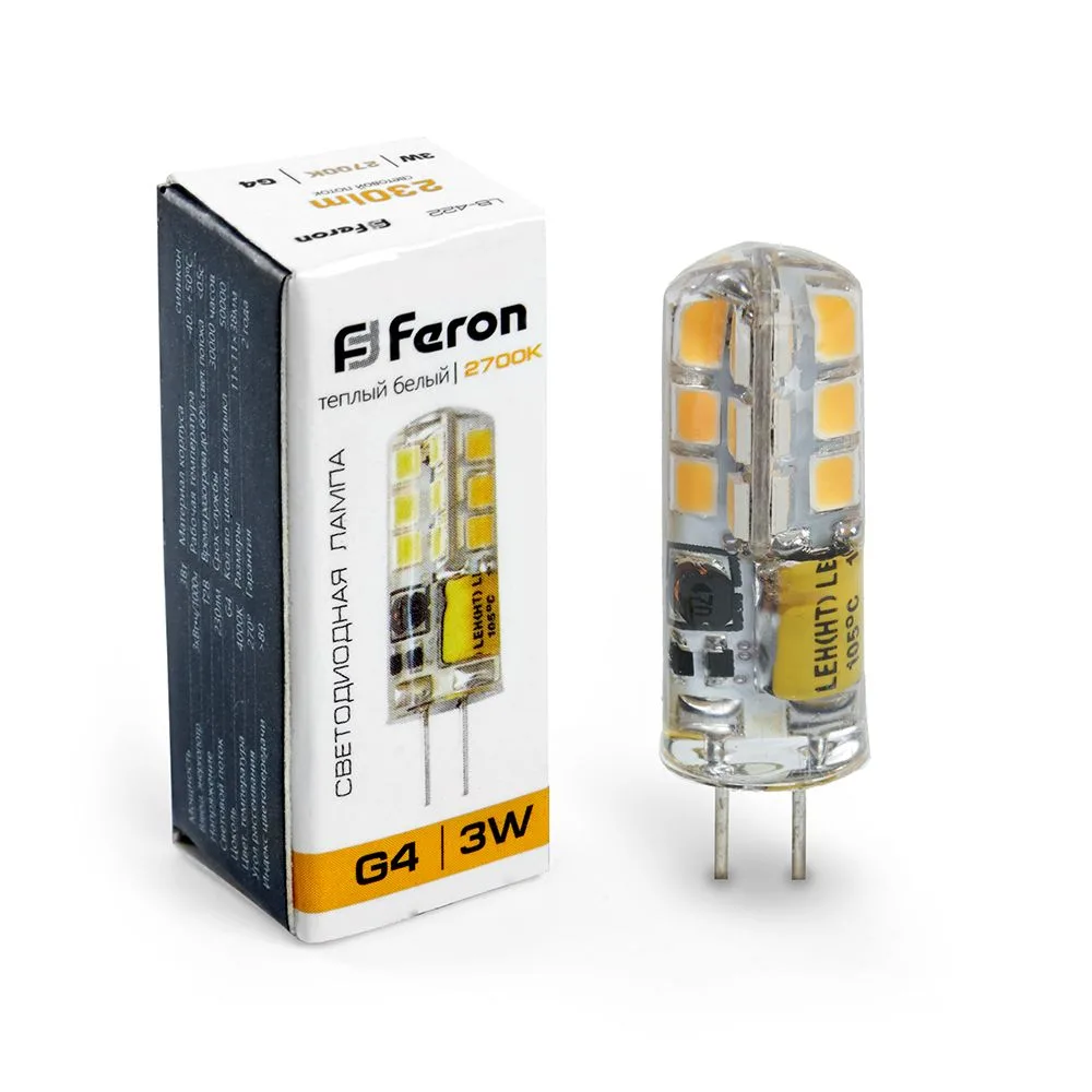 Лампа светодиодная FERON LB-422 G4 3W 12V  2700K 25531