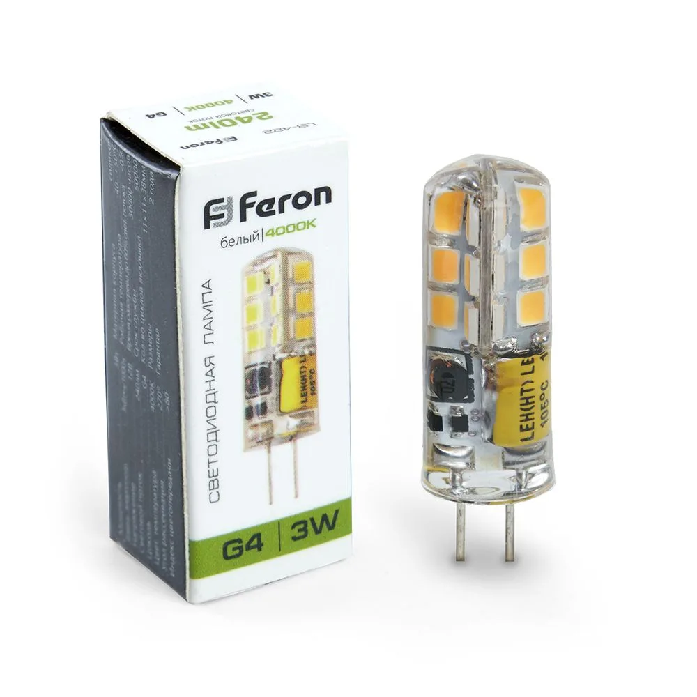 FERON Лампа светодиодная LB-422 G4 3W 12V 4000K 25532 FERON Лампа светодиодная LB-422 G4 3W 12V 4000K 25532