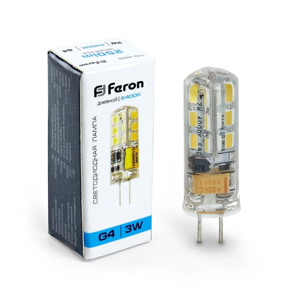 Лампа светодиодная FERON LB-422 G4 3W 12V  6400K 25533