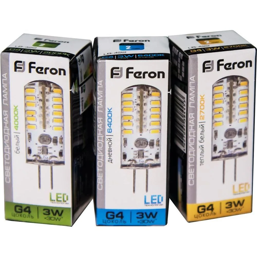FERON Лампа светодиодная LB-422 G4 3W 12V 6400K 25533 FERON Лампа светодиодная LB-422 G4 3W 12V 6400K 25533